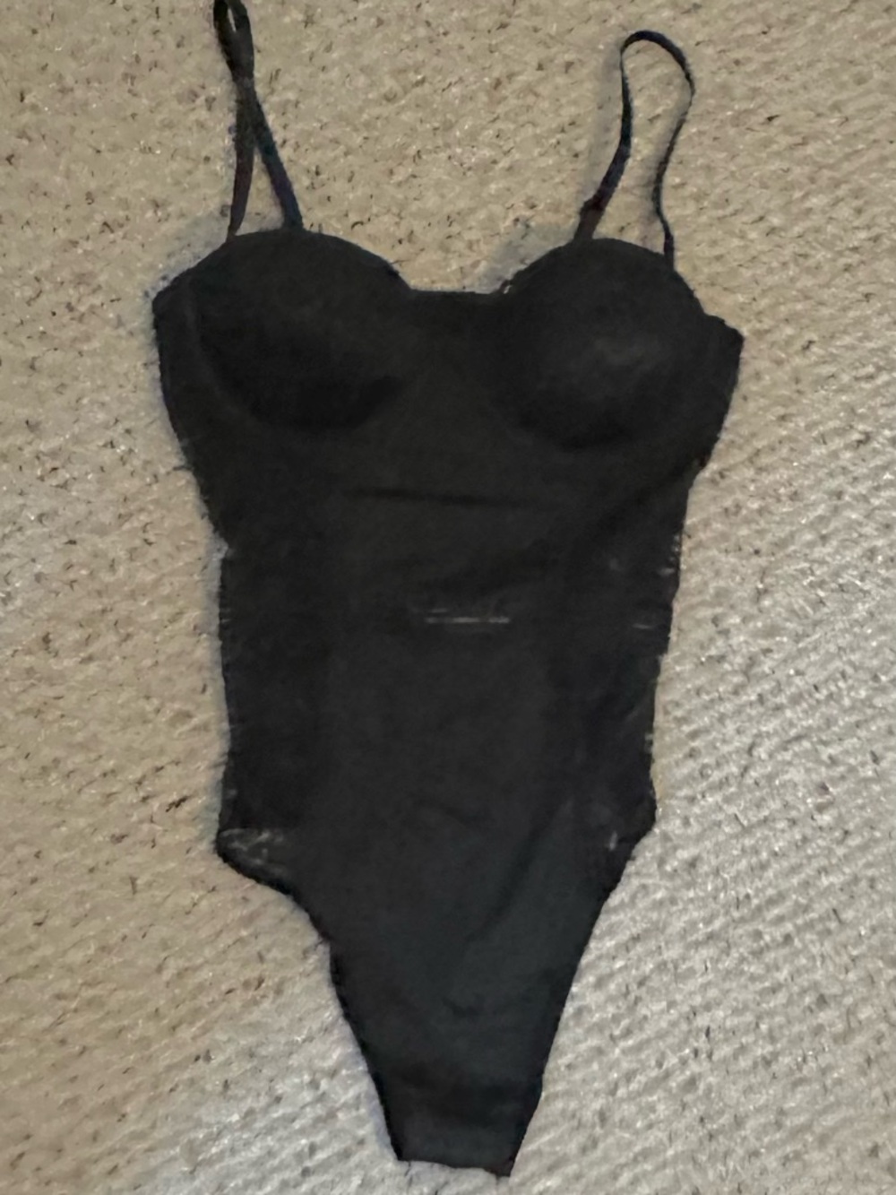 Black Lace Padded Push Up Bodysuit